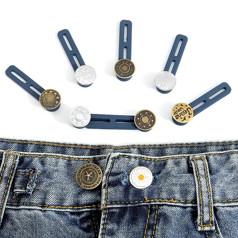 2/5/10PCS Metal Button Extender Free Sewing Adjustable Retractable Waist Extenders Button for Pants Jeans Waistband Expander