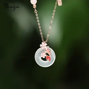 Thaya 100%S925 Silver Women Jewelry Set Party Chalcedony Pendant Vintage Jade Necklace for Women Luxury Wedding Jewelry Gifts 8ベストセールスジェイドジュエリーセット-5
