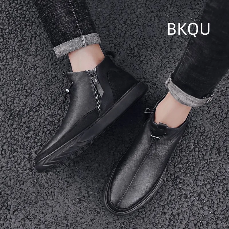 Low Cut Boots for Men Round Toe Comfortable Fashion Breathable Wear-Resistant Outdoor Casual Platform Shoes Spring Autumn Main