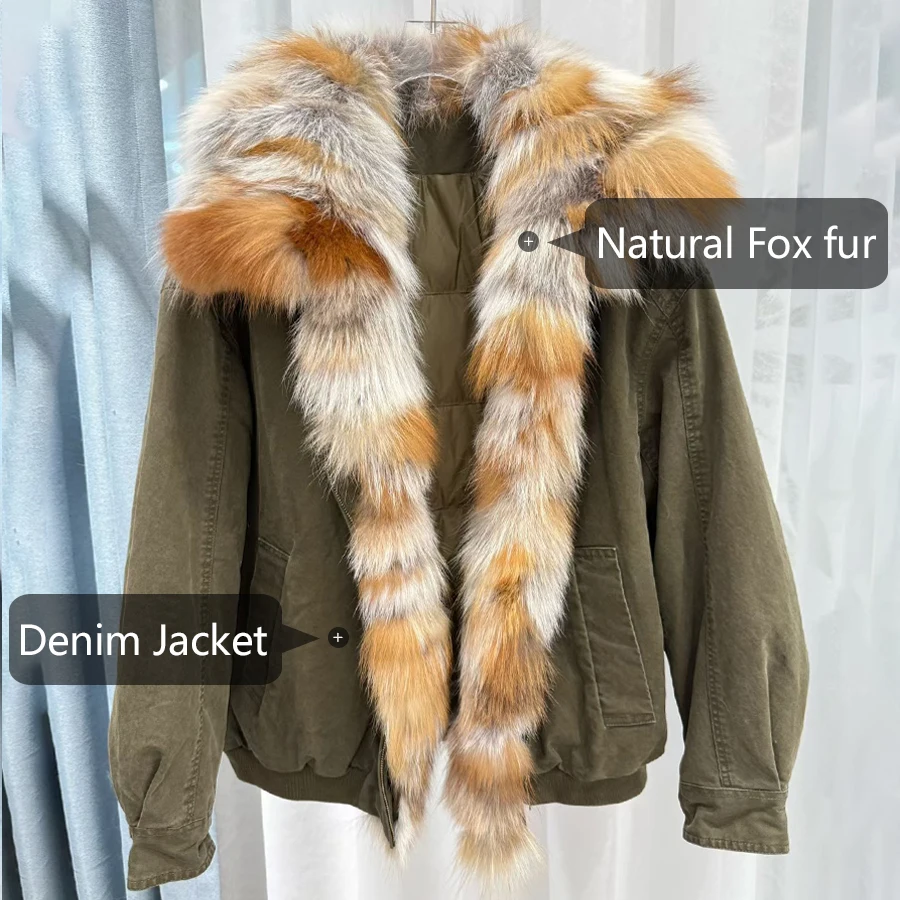 Real Fur Puffer Coats Short Goose Down Jackets Women Winter Down Coat With Trim Luxury Warm