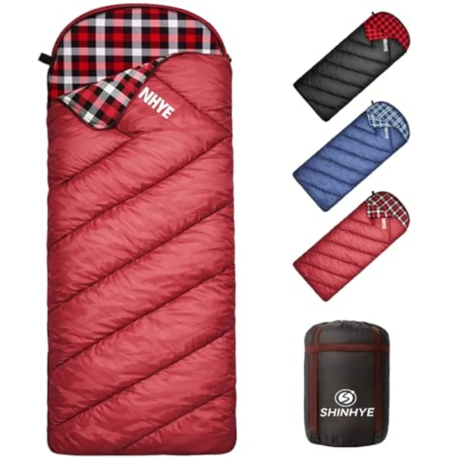 

Sleeping Bag for Cold Weather 45°F - Lightweight, Waterproof and Compact Flannel Bag for Camping. Fits Youth 10-12 Years (4'7"