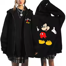 Black Mickey Mouse Men Zipper Hoodie
