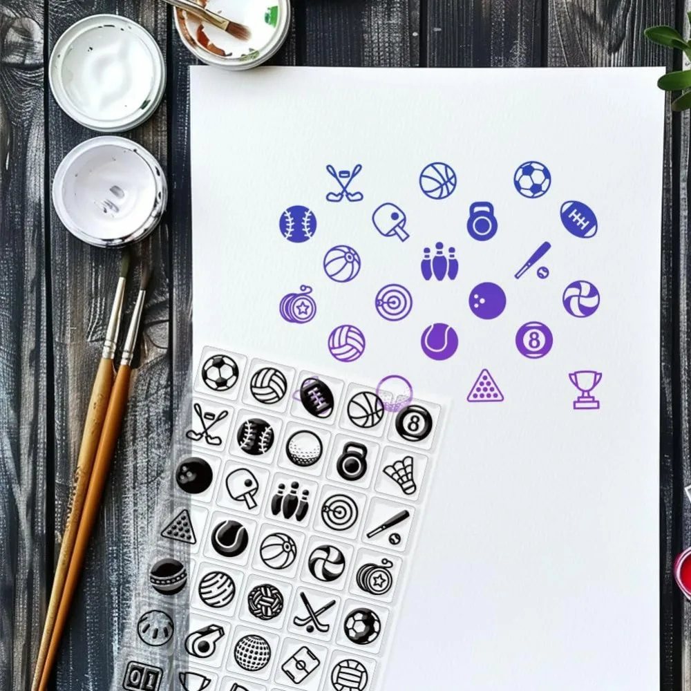 Sports Balls Clear Stamps for Card Making Basketball Stamp Football Volleyball Golf Transparent Stamps Seal for DIY Album Decor view 6