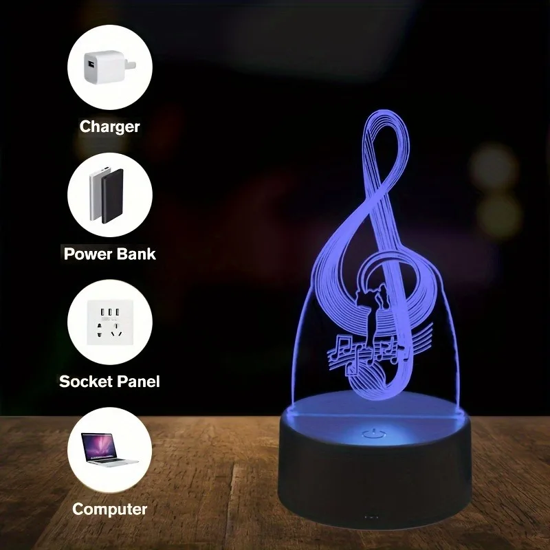 A note shape 3D night light, festive atmosphere decorative light, USB interface, bedroom with sleeping light, gift table light.