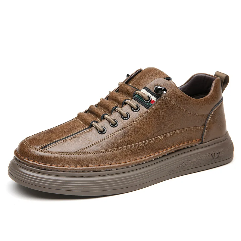 New Designer Leather Sneakers for Men Spring Autumn Retro Soft Sole Board Shoes Male Korean Fashion Street Casual Shoes Man