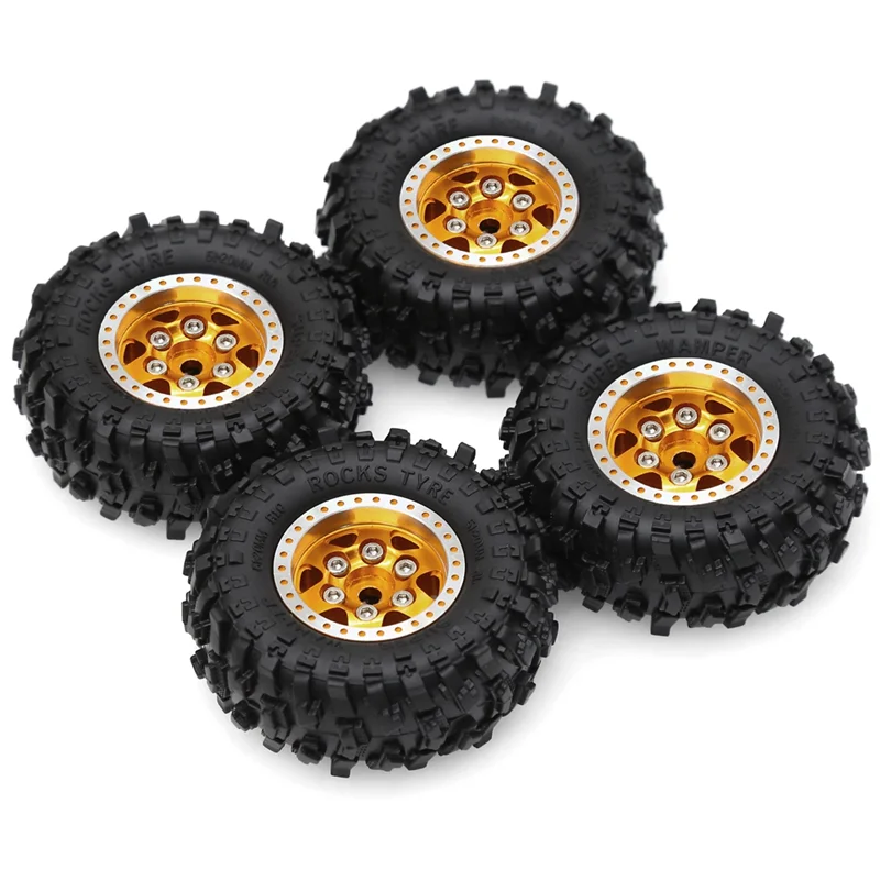 4 pezzi 51mm metallo Beadlock cerchione set di pneumatici in gomma per FCX24M Camel Cup 1/24 RC Crawler auto parti di aggiornamento accessori
