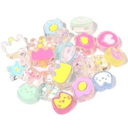 10pcs Resin Jewelry Bead Cartoon Drip Oil Large Hole Loose Beads for DIY Handmade Bracelets Headwear Phone Chain Accessories