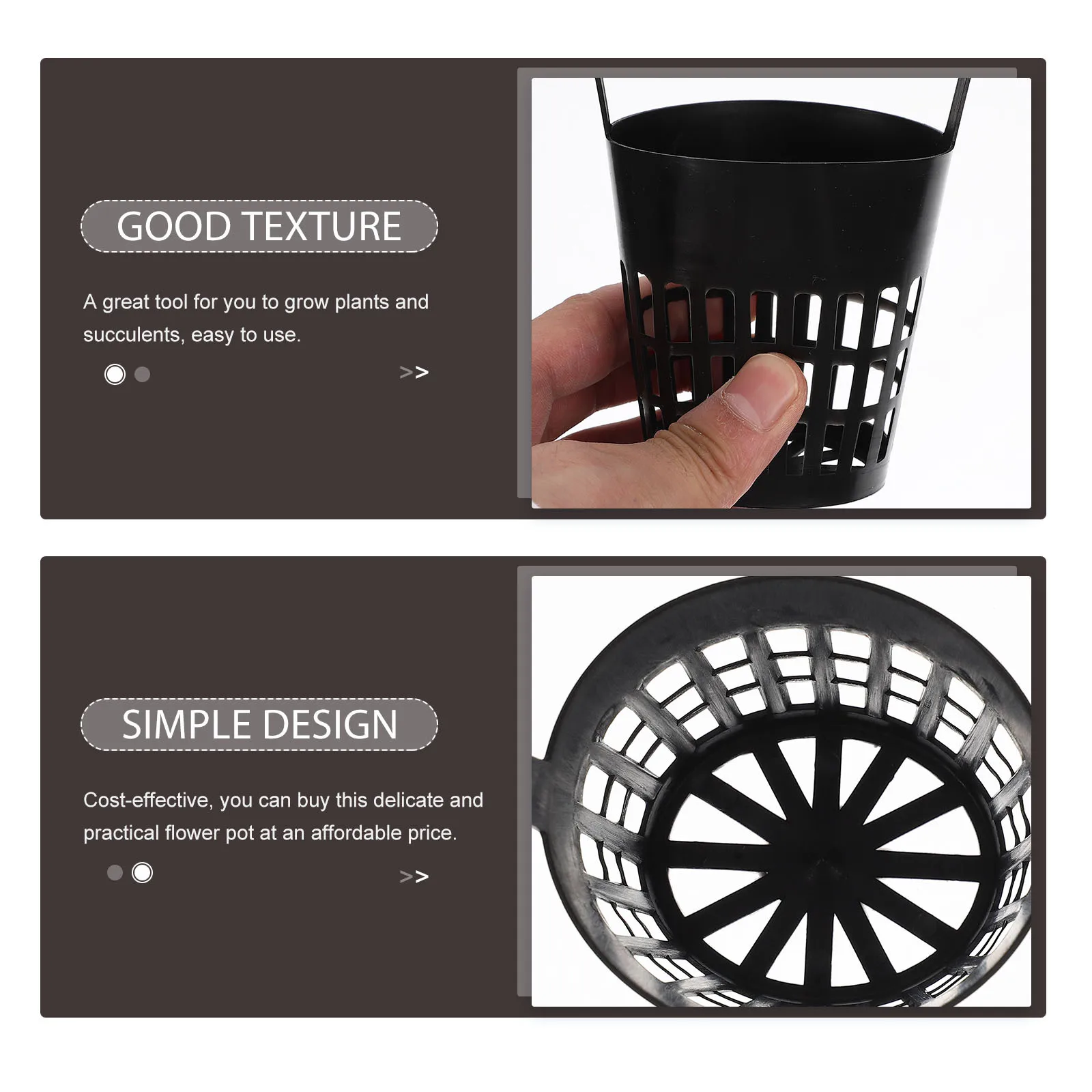 

10Pcs Hanging Plant Basket Plastic Planter Mesh Hole Design Water Saving Drought Resistant for Orchid Succulent Garden