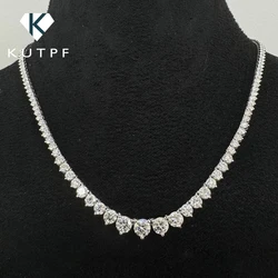 3-Claw Graduated Moissanite Tennis Necklace S925 Sterling Silver with Certificate Lab Diamond Wedding Riviera Necklace for Women