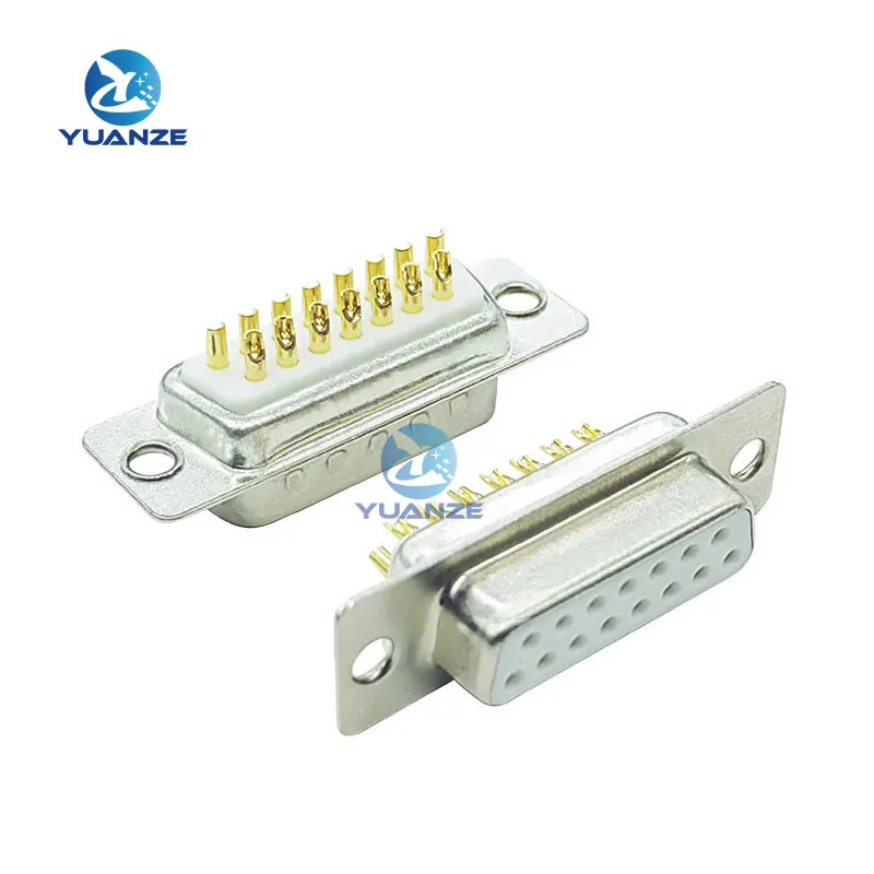 1PCS 3U Gold Plated Solid Pin DB15 Male Female Mount serial port CONNECTOR Solder Type D-Sub COM CONNECTORS 15pin 15P Adapter