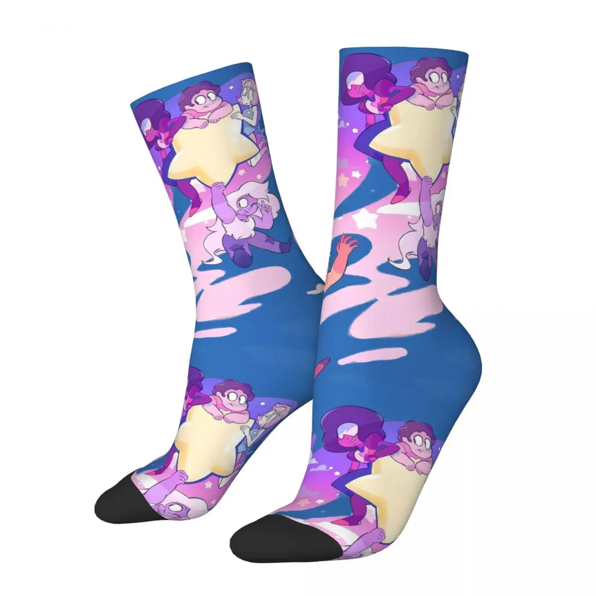 Chaussettes rétro Happy Star Ride Gems pour hommes, Harajuku, Steven Ticks, Grenat Pearl, Steven Alanding Yst Animation, Hip Hop Crew Sock, Funny