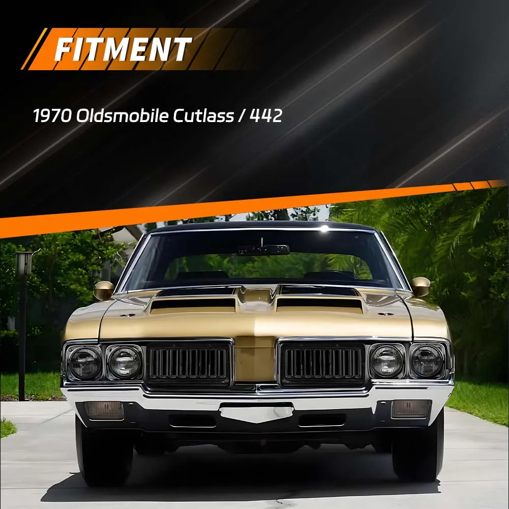 2Pcs For 1970 Oldsmobile Cutlass 442 F85 Hurst Olds W-30 W-31 models Front Bumper ABS Plastic Hood Insert Grill Grille Shell
