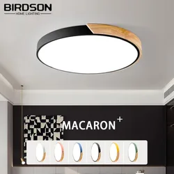 Luz de techo LED de grano de madera, luz Circular moderna, Macaron, sala de estar, dormitorio, balcón, decoración interior