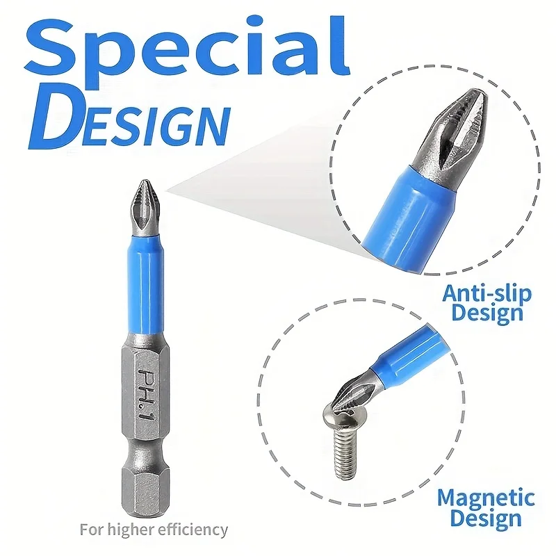 Magnetic Screwdriver Bits Set PH1 PH2 PH3 PZ1 PZ2 PZ3 Anti-slip 1/4 Hex Shank Fit Hand Electric Drill Driver Tool Part Accessory