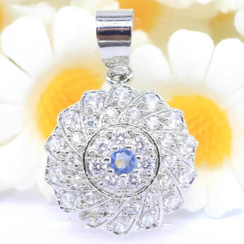 

Buy 4 Get 1 Free 28x18mm Romantic White Sapphire Violet Tanzanite White CZ Woman's Gift Silver Plated Pendant