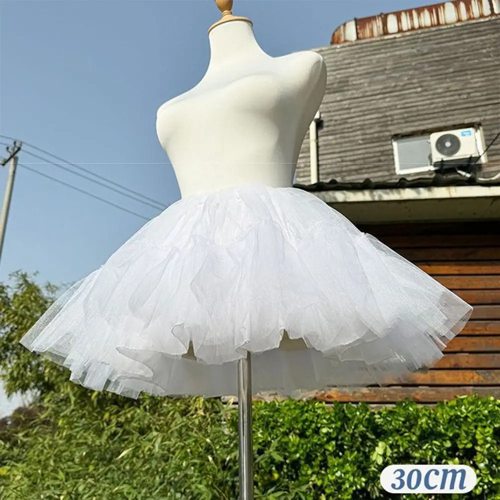 Boneless Design Lolita Petticoat 30/35/40/45cm Elastic Waist Crinoline Underskirt Soft Mesh White Color Tutu Puffy Skirt