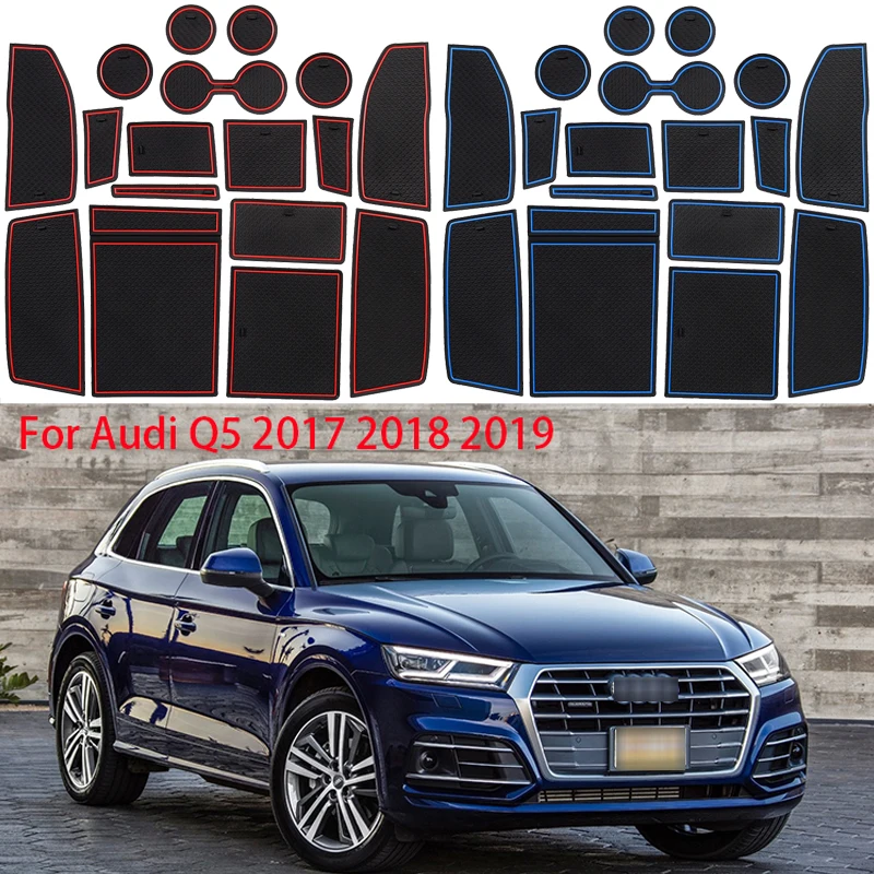 Car Door Groove Mat For Audi Q5 2017 2018 2019 Door Slot Pads Modified Dust Pad Storage Pad Car Interior Accessorie