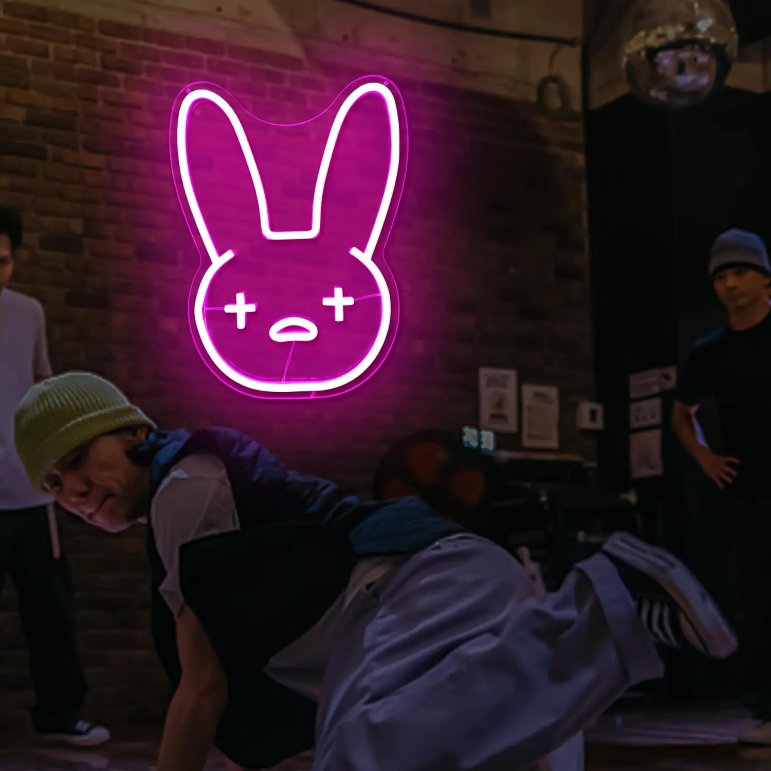 Bad Cute Bunny Neon Sign Funny Rabbit LED Light Wall Decor Merch Game Room Birthday Kid Gift Hip Hop Music Lover Bar Club Animal