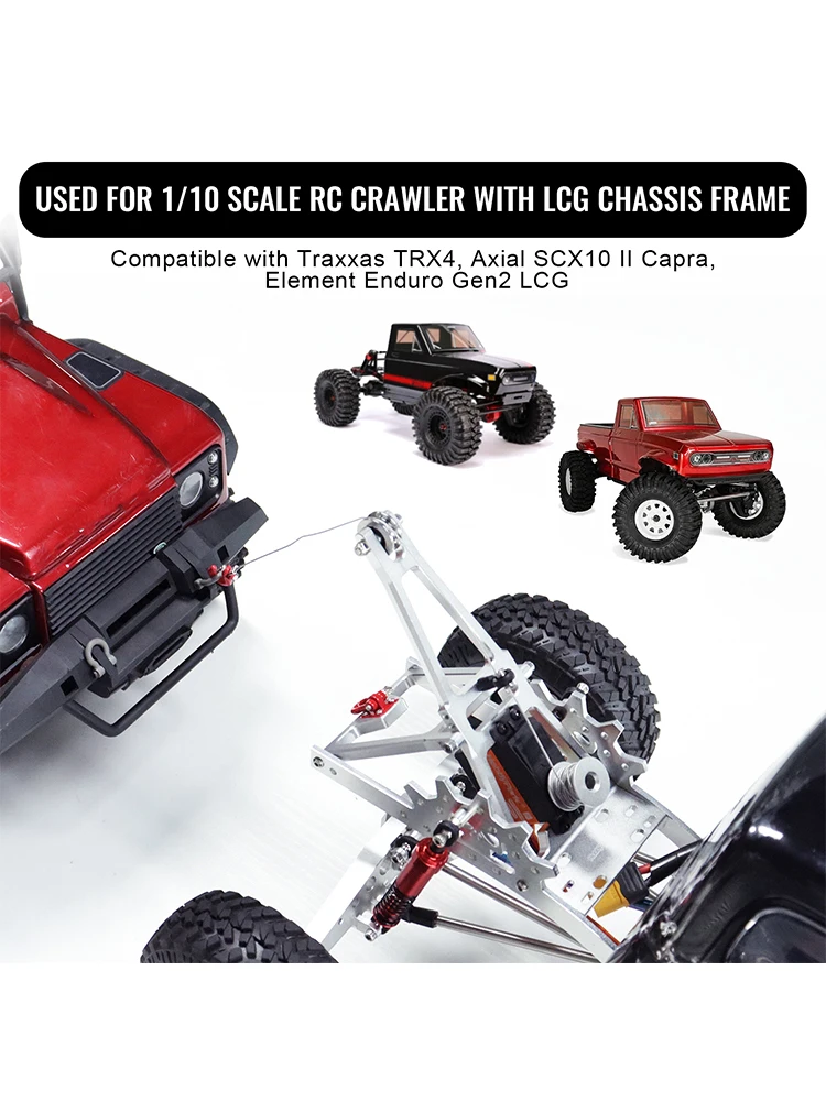 HobbyPark Upgrade Abschleppkran-Winden-Set mit Abschlepphaken für 1/10 TRX4 SCX10 II Capra LCG Chassis Rahmen DIY