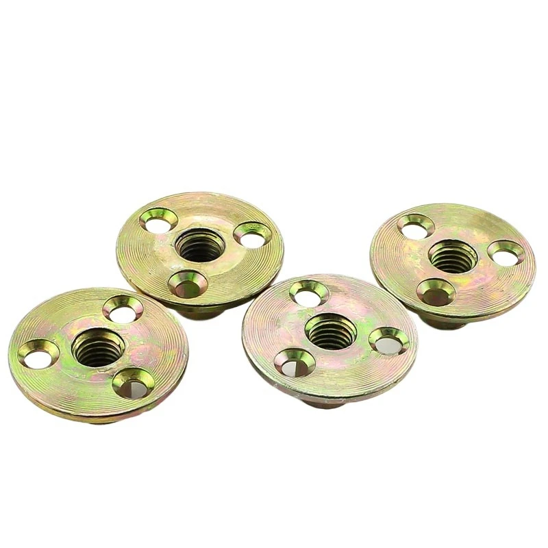 M6/M8/M10/M12 Iron Plate Lock Nut  for Sofa Foot Lock Galvanized Three-hole Flange Nut Wood Furniture Splint Lock Nut
