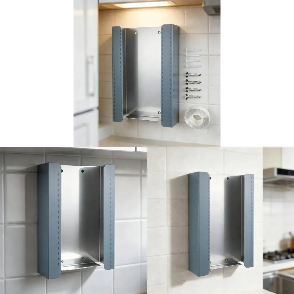 Single Box Glove Box Dispenser Holder in Metal with Wall Mount Design, Open Front Loading for Lab Room, Wash Area, Clinic Room