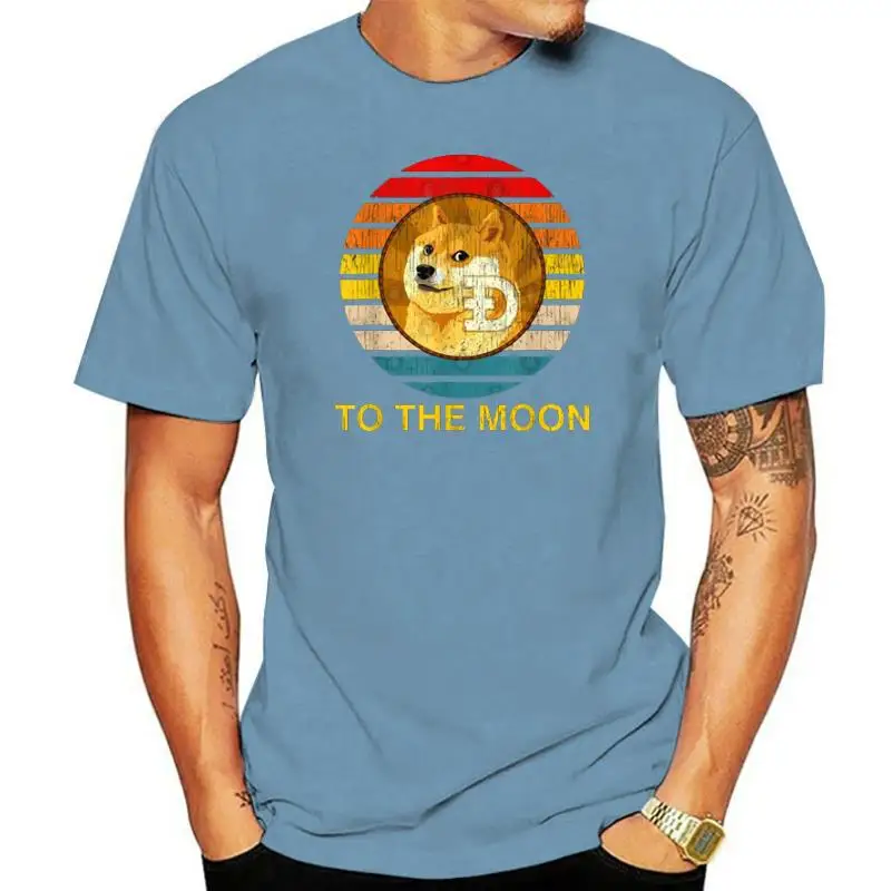 Dogecoin 2 T-shirt bitcoin cryptocurrency art classic T-shirt Harajuku relaxed casual cotton round neck short sleeve T-shirt