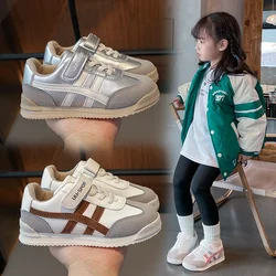 Children's Casual Sneakers Spring Autumn Lightweight Boys Girls Running Shoes 4-16 Years Old Silver Non-slip Kids Single Shoes