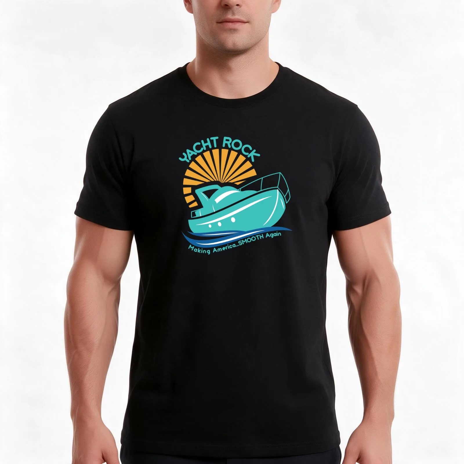 Yacht Rock Making America...Smooth Again T-Shirt, Summer Casual Cotton Tee, Oversized Streetwear Tops, Vintage Graphic Print