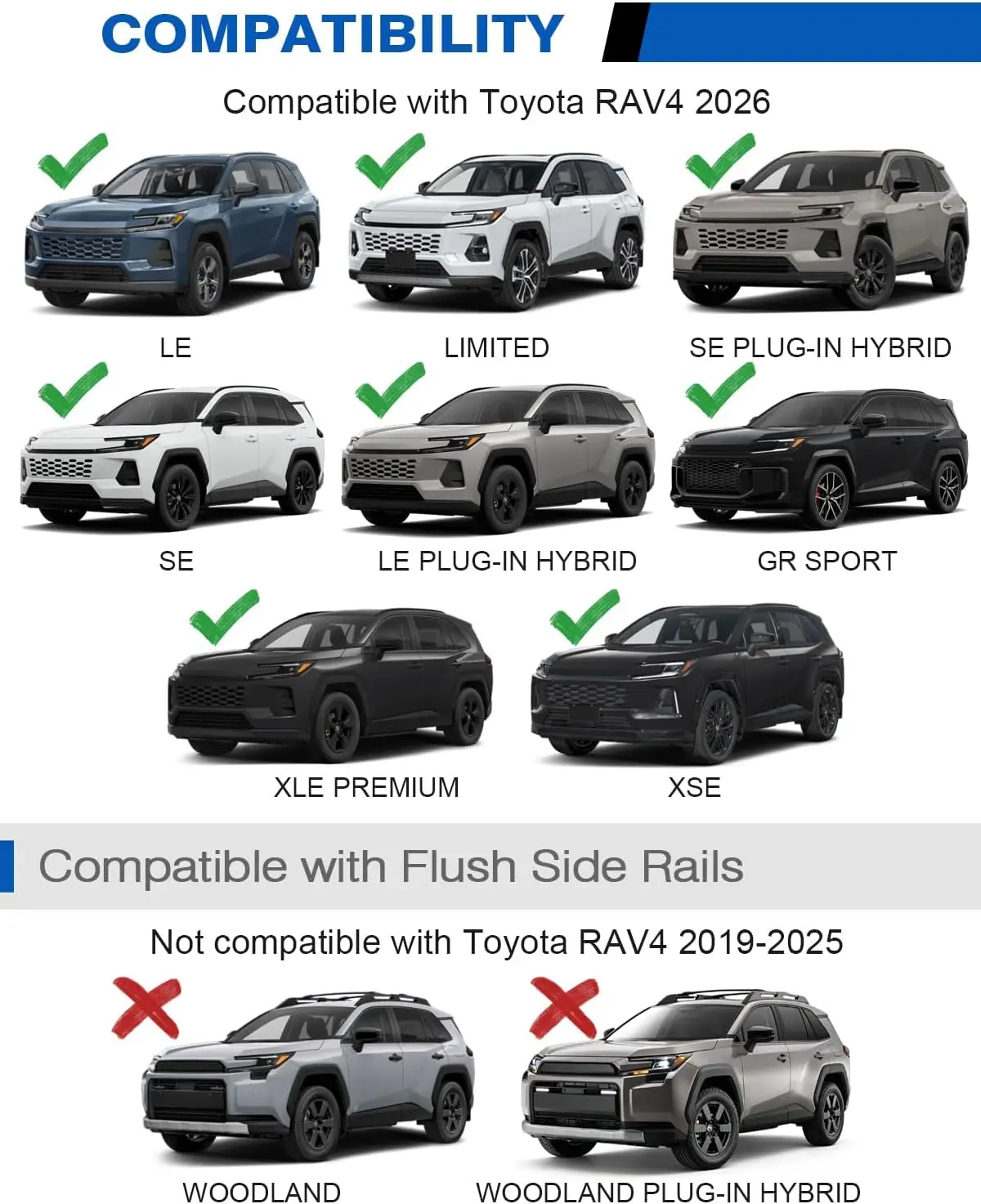 330lbs Lockable Roof Rack Cross Bars for 2026 Toyota RAV4 | Heavy Duty Aluminum Lockable Roof Rails Crossbars Black Bike Kayak S