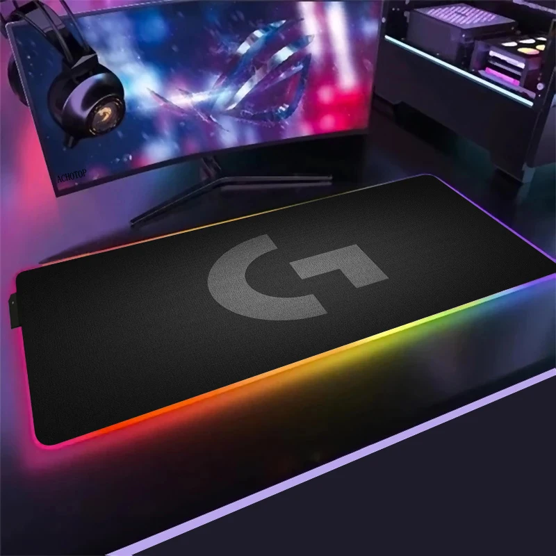 Logitech rgb mouse pad acessórios para jogos mousepad gamer pc xxl computador varmilo teclado genshin impacto cereja led esteira de mesa