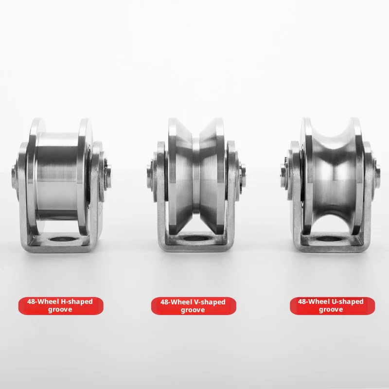 U V H Type Single Wheel Pulley Roller 304 Stainless Steel 360 Degree Rotation Heavy Duty Grooved Wheel V Type Pulley Block - view 6