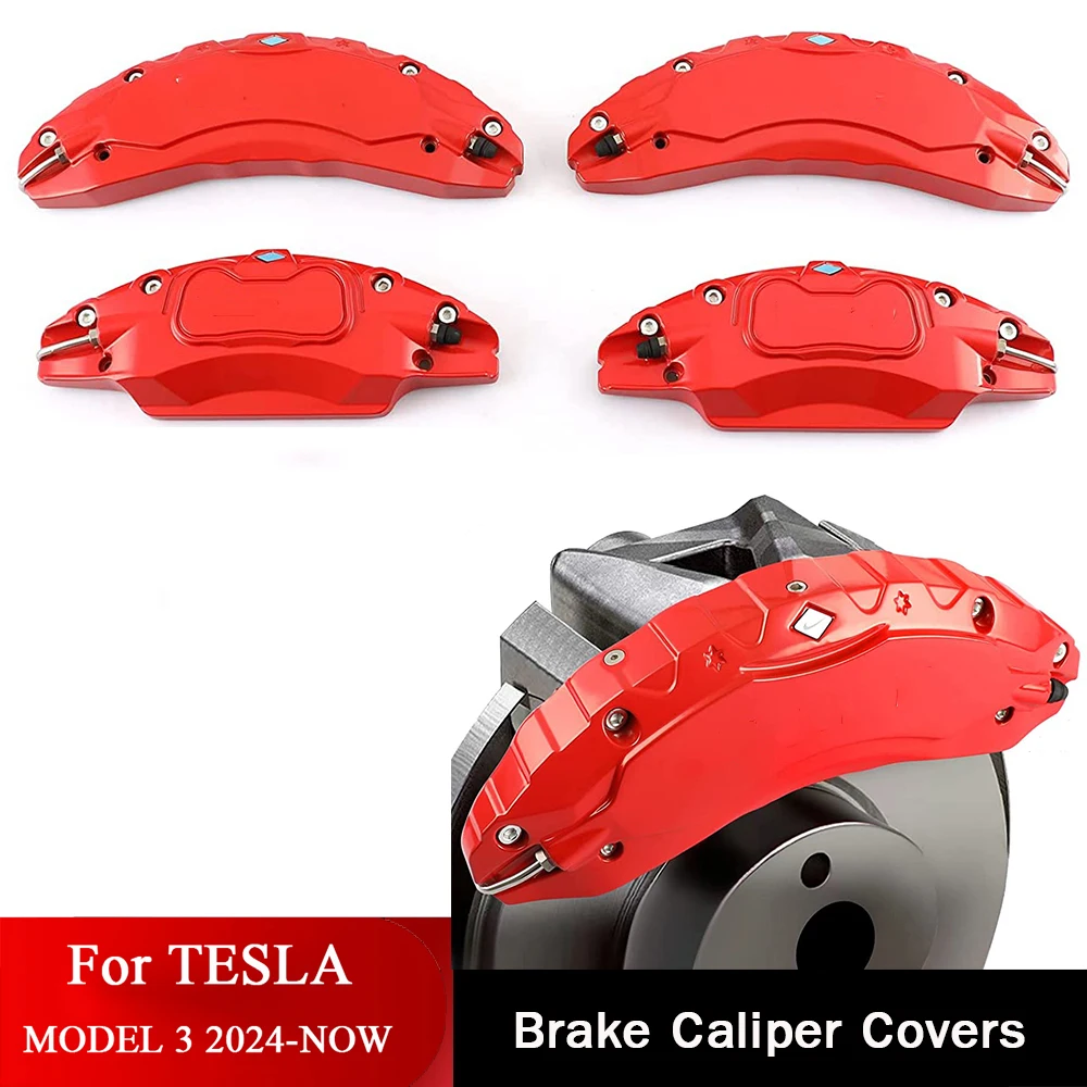 4Pcs/set Brake Caliper Cover For Tesla Model 3 2024 Highland Accessories Aluminum Alloy (not fit for model 2017-2023)