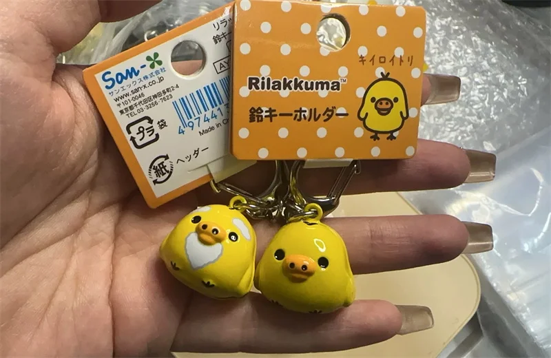 Rilakkuma Small Bell Keychain Clip Korilakkuma Chairoikoguma Bear Kiiroitori Chick Kawaii Cute Bag Keychains Charms Key Ring