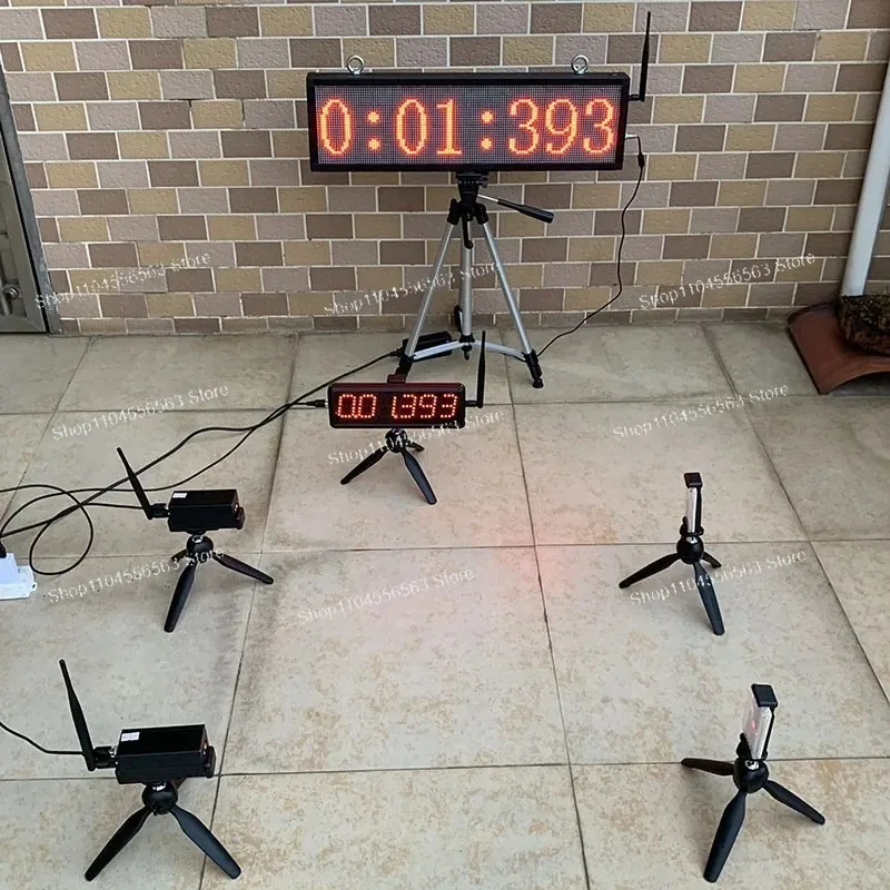 Professional Wireless Laser Timer for Racing Military Training Sprint Physical Fitness Test Remote Large Screen Sync Display