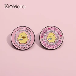 Cute Little Yellow Duck Killer Enamel Pin I Am Not Cute I Am Dangerous Brooches Lapel Badges Cartoon Jewelry Gift For Kid Friend