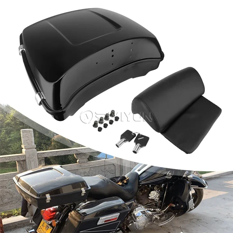 Motorcycle Razor Tour Pak Top Tail Boxes Trunk with Backrest Locks for Harley Touring Street Electra Road King CVO 2014-2019