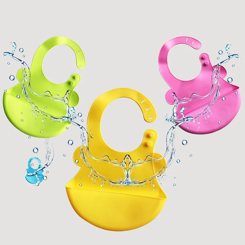4 Color Baby Silicone Tray Bib Waterproof Soft Adjustable Bibs Newborn Eating Food Isolate Dirt Feeding Saliva Pocket Kids Stuff