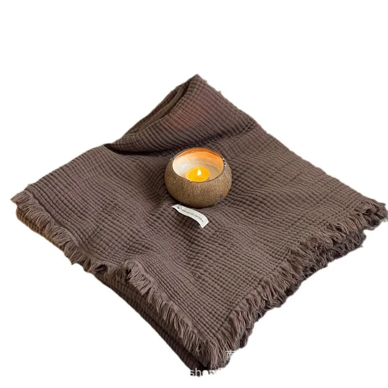 Manta de gasa peinado de cuatro capas de estilo japonés, manta de bebé con flecos de Jacquard, manta para siesta de oficina