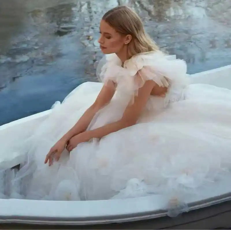 Robe de Mariée Princesse à Fleurs, Longueur au Sol, Ligne A, Col en V, pour Patients, Éducative, Personnalisée, Priorité, 2025