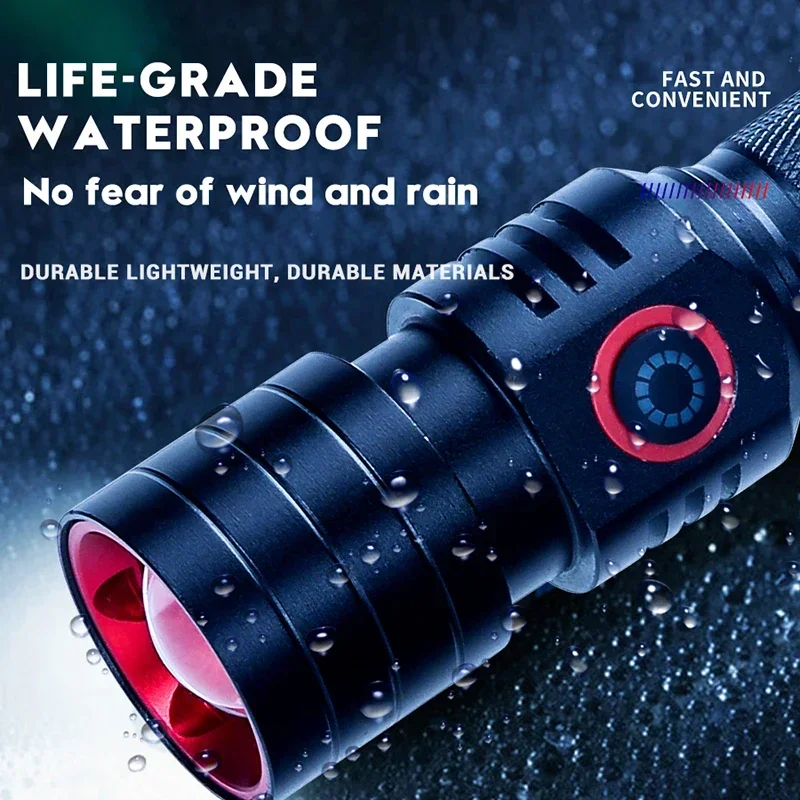 White Laser Mini Flashlight Strong Light Long Shot Bright LED Light Zoom Lamp External Long Life Battery Emergency Lighting