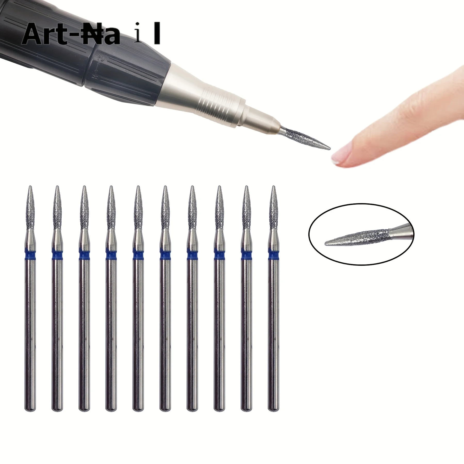 10 pz/set Diamante Sabbia Lime per unghie Trapano Punta per lucidatura per cuticole Testa per molatura per unghie Set manicure elettrico per la rimozione dell'acrilico