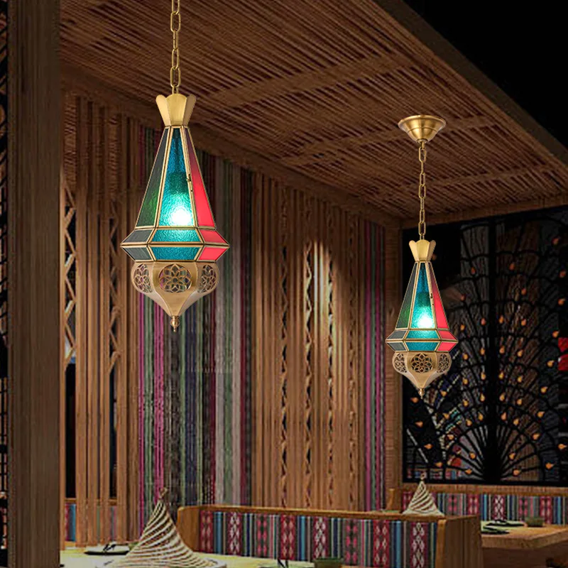 Morocco Hollow Out Hand-carved Brass Chandelier Xinjiang Special Restaurant Lamp Homestay Cafe Hotel Chandelier