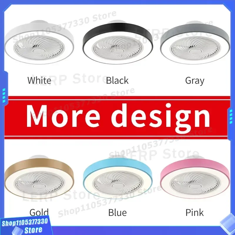 Modern Round Ceiling Fan Light with Remote Control Dimmable LED Lamp 2 in 1 Air Cooling Fixture for Bedroom Living Room Decor