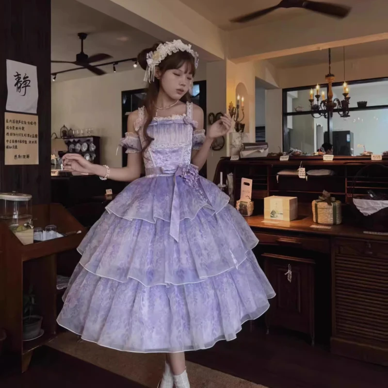 2025 nova cerimônia anfitrião elegante vestido de princesa lolita roxo cinta estudante dia vestido feminino crescido festa arte exame vestido