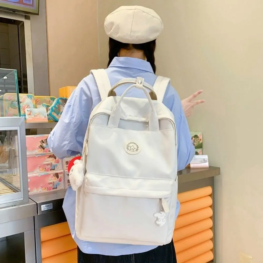 Fashion Waterproof Women Backpack Large Capacity Nylon Travel Backpack Ergonomic Solid Color Laptop Book Bag College Student