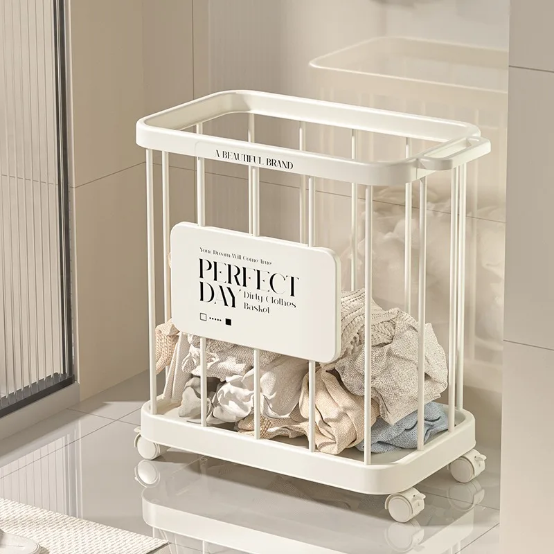 Dirty laundry basket for household large-capacity clothing storage basket with rollers, laundry basket, multifunctional storage