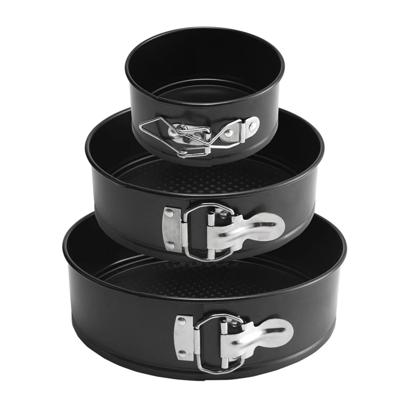 Molde de pastel de acero al carbono de 4/7/9 pulgadas con pestillo, lata antiadherente para pastel con fondo extraíble, molde para hornear tarta de queso Brownies