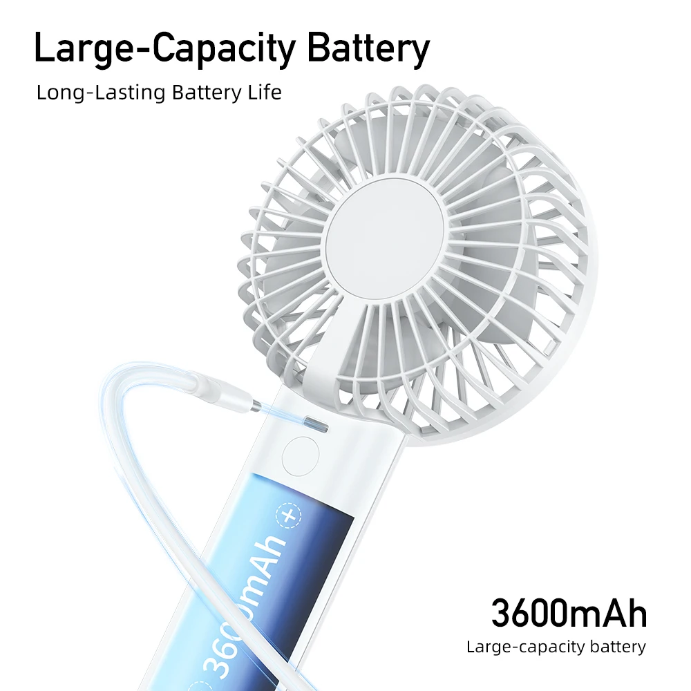 2024 New Handheld Personal Fan Portable Mini USB Hand Fan 3600mAh Rechargeable Mini Fan with Stepless Speed Control Display Nigh