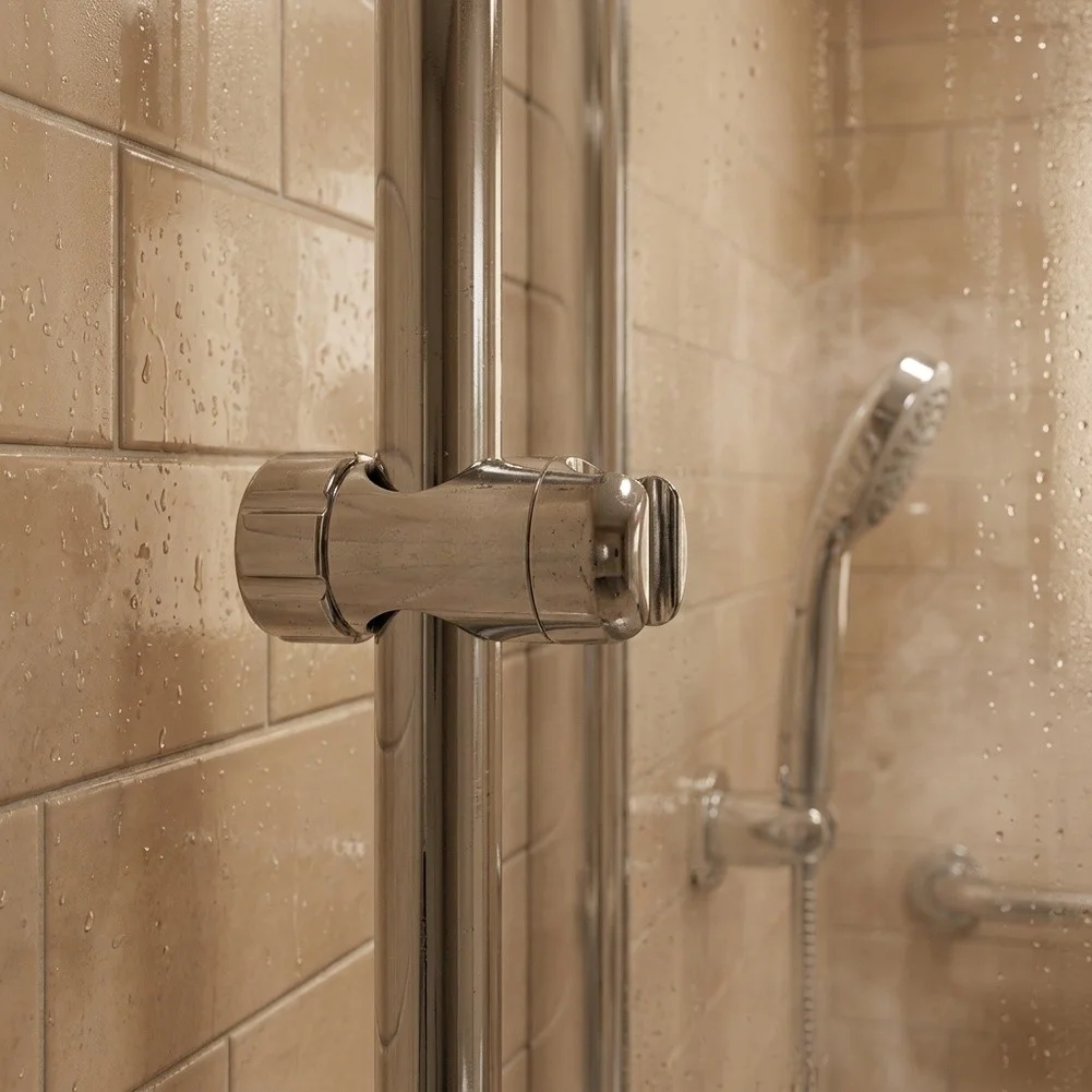 ABS Shower Head Bracket for Round Slide Bars 28-32mm OD 360 Degree Swivel Mount Easy Installation No Tools Required