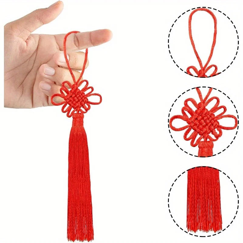 

50 шт. красные китайские узлы с благоприятным узором, элегантный декор с кисточками, ретро полиэстер, ремесло для свадебного фестиваля, дома, культуры